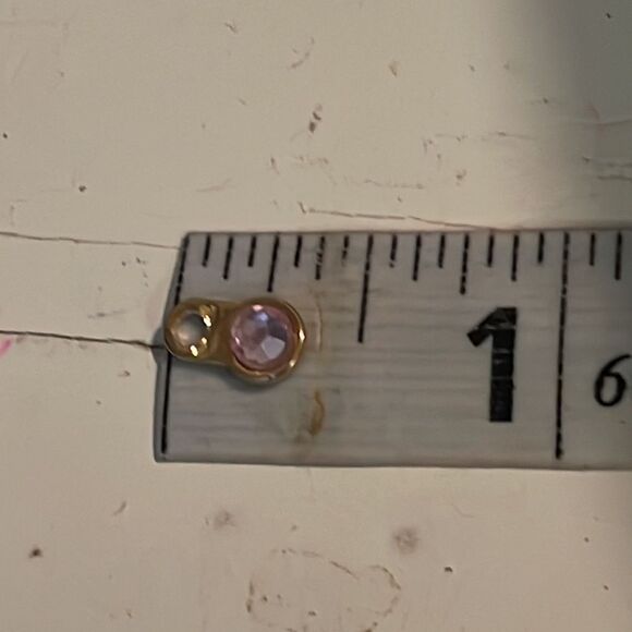 .33” American Girl doll Elizabeth gold tone w/pink sapphire colored gem earrings - Picture 7 of 8